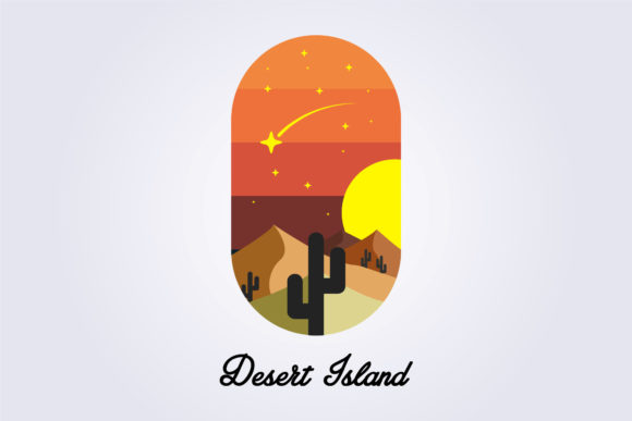 Download Desert Island Poster, Cactus Logo Vector - Premium Bundle
