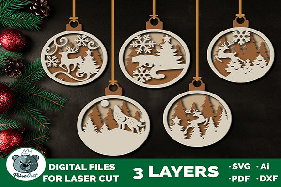 Download Christmas Ornaments - Glowforge Cut File - Glowforge cut file Collection